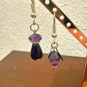 Purple Faceted Bead Drop Earrings